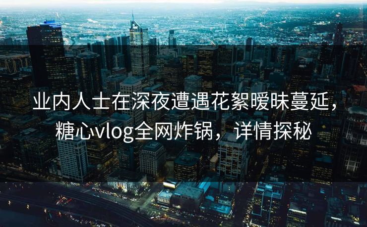 业内人士在深夜遭遇花絮暧昧蔓延，糖心vlog全网炸锅，详情探秘