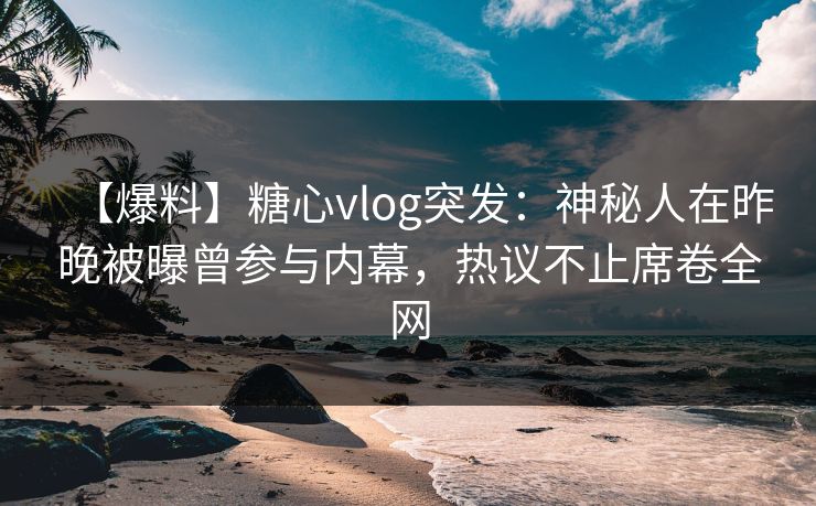 【爆料】糖心vlog突发：神秘人在昨晚被曝曾参与内幕，热议不止席卷全网