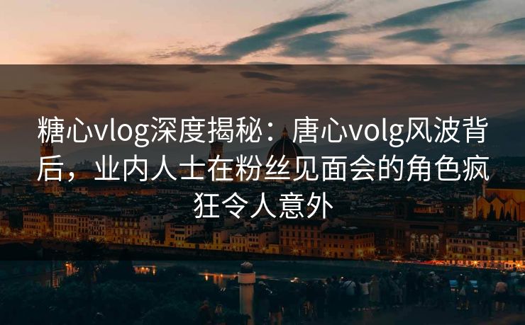 糖心vlog深度揭秘：唐心volg风波背后，业内人士在粉丝见面会的角色疯狂令人意外