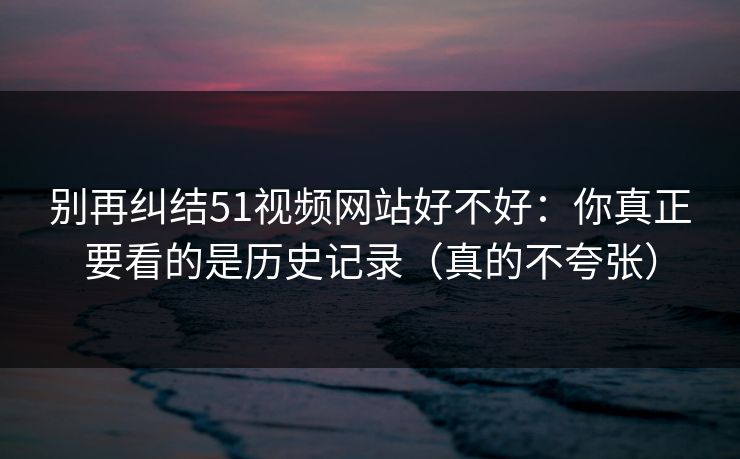 别再纠结51视频网站好不好：你真正要看的是历史记录（真的不夸张）