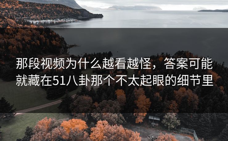 那段视频为什么越看越怪，答案可能就藏在51八卦那个不太起眼的细节里